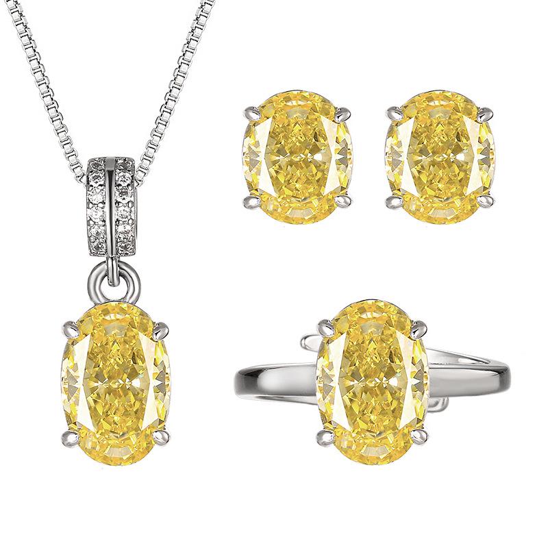 Accessories Jewelry Sets Necklaces Rings Earrings Oval Shaped High Carbon Diamonds Fashionable Women High-end