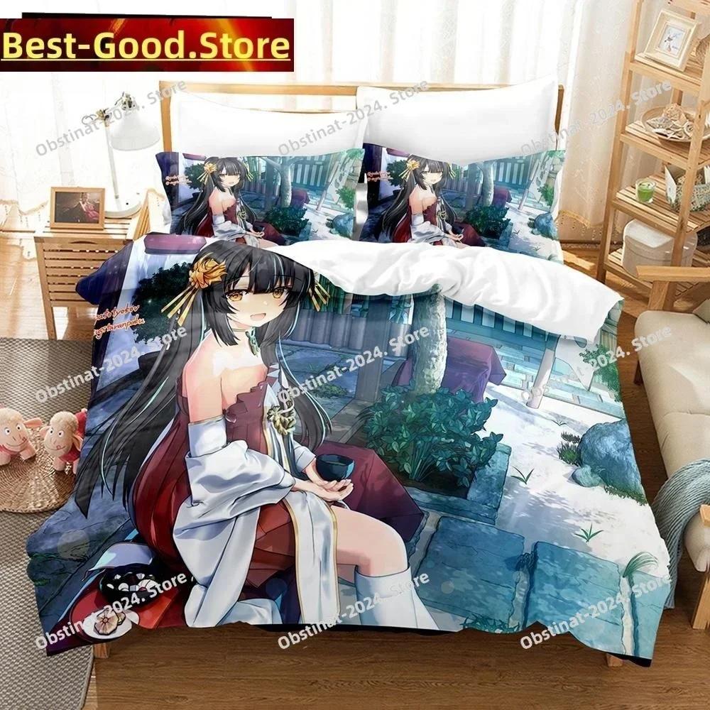 3D Печать Аниме Azur Lane Комплект постельного белья Односпальный Полуторный Двуспальный Queen King Размер Комплект постельного белья Взрослый Детская Спальня Пододеяльник Комплекты Комплект постельного белья