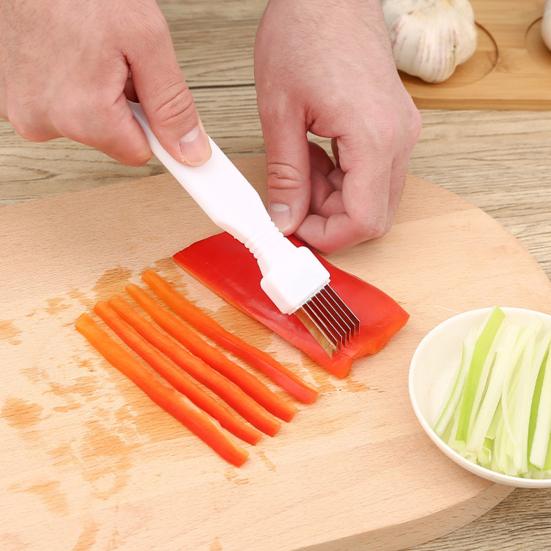 1/2/3 шт. резак для лука с защитным ограждением, измельчитель зеленого лука из нержавеющей стали, нескользящая ручка, 7 лезвий, кухонные инструменты