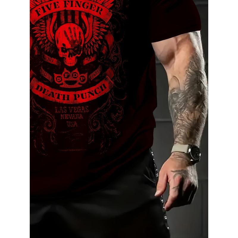 Европейские размеры Мужская футболка с коротким рукавом с винтажными буквами и узорами в виде черепов