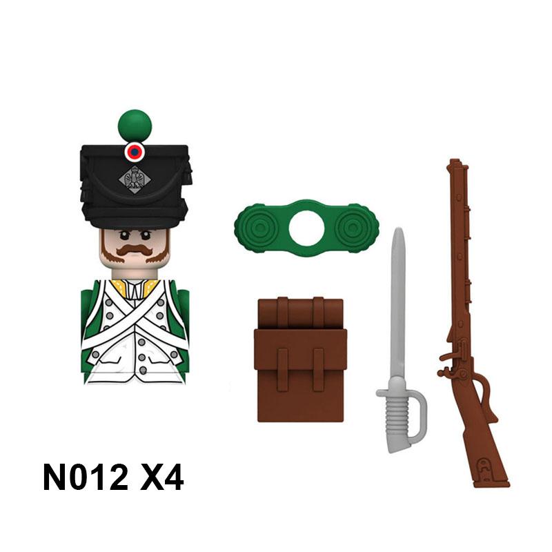 4pcs Military Building Blocks Medieval Knights Duke Marshal Figures Napoleonic Wars Weapons Sword Flags Shoulder Armor Cape Brick MOC