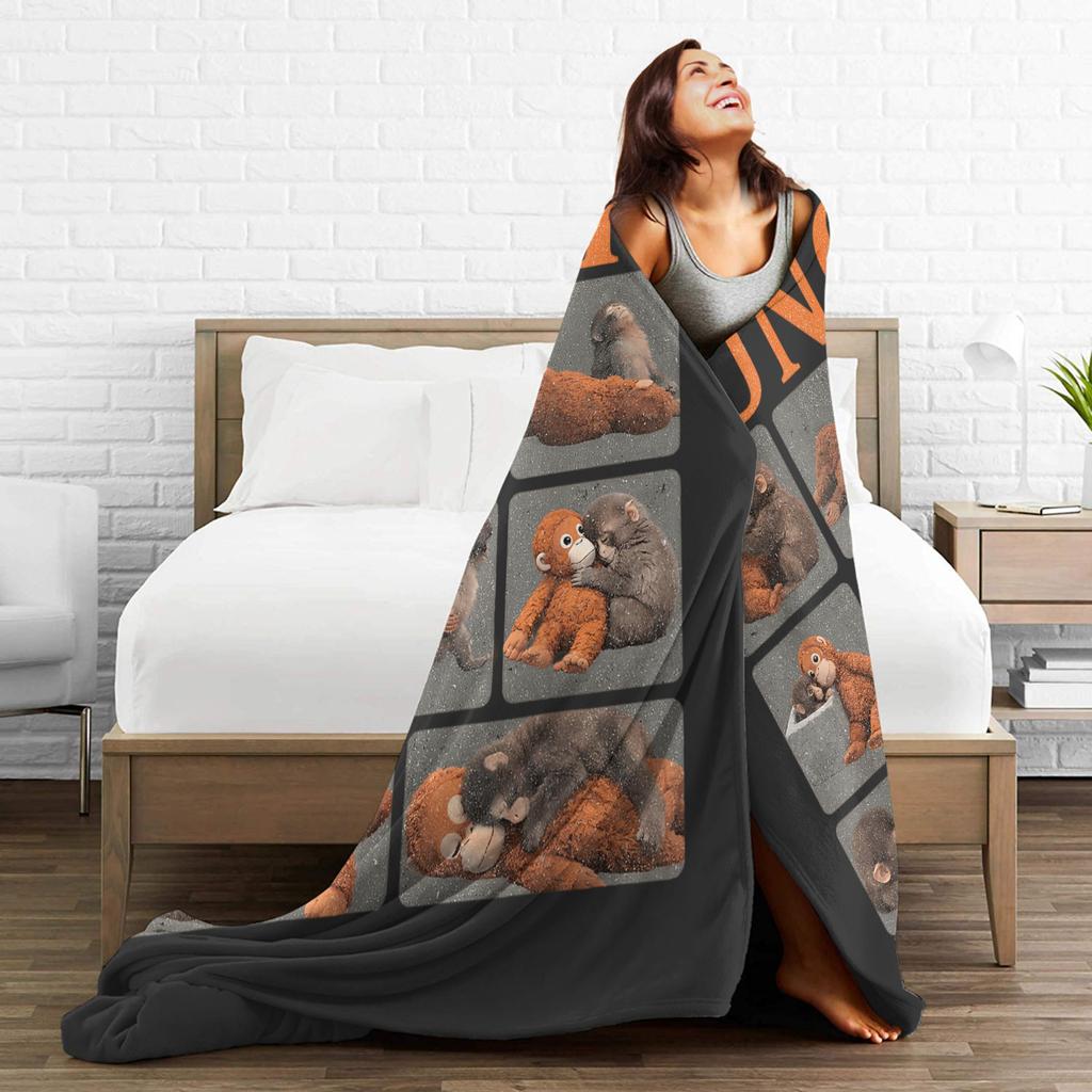 Soft Bedding Throws Travel Monkey Punch Blanket Flannel Bedspread For Bedroom Trend Sofa Bed Cover