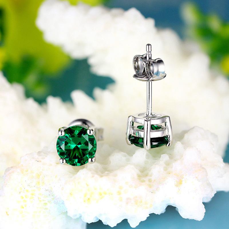 Emerald Earrings Ear Jewelry Vintage Crystal Tourmaline Women