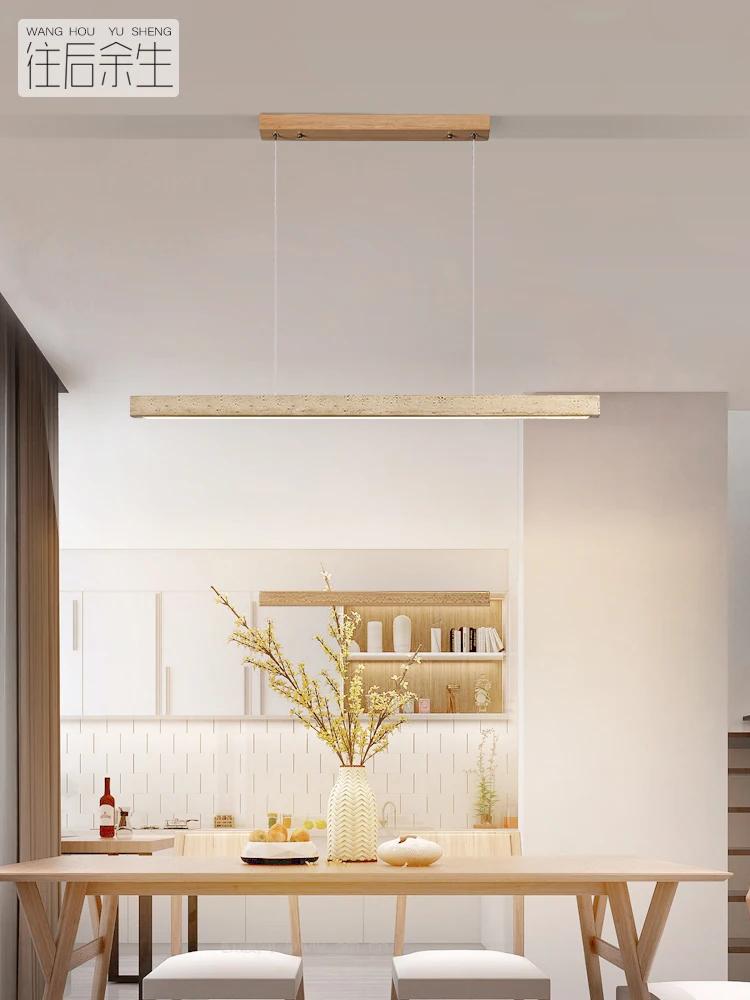 Подвесной светильник из камня с длинной полосой, однолинейный светильник для ресторана, гостиной, офиса, кабинета, стола, светильника из дерева