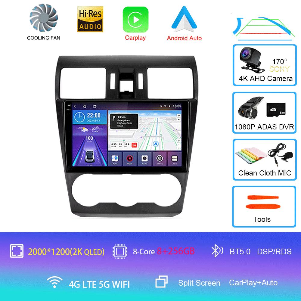 Автомобильное радио Android 14 Carplay для Subaru WRX Forester 4 SJ 2016 2017 2018 - 2022 Навигация GPS Мультимедийный проигрыватель Wi-Fi+4G BT DSP