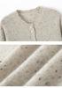 Women's Sweet Style Dot Yarn Round Neck Cashmere Cardigan with Lace Trim