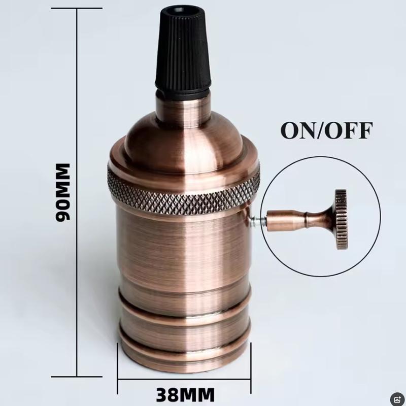 DIY Vintage E27 Lamp Base Copper holder With Switch Edison Vintage Lighting Screw Socket Antique Aluminum Lamp Holder Fixture