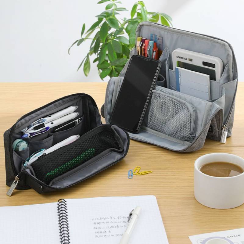 Kokuyo Multilayer Canvas Pencil Case With Large Capacity For Students And School Use