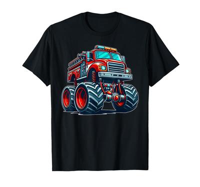 Футболка для мальчиков с изображением пожарной машины Big Wheels Fire Truck Firefighter Monster Truck