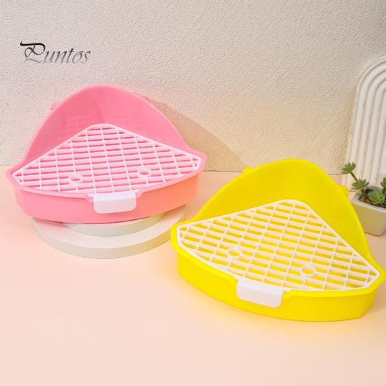 Small Pet Toilet High Fence Detachable Hollow Platform Easy Cleaning Rabbit Litter Pan Animal Potty Trainer Bunnies Corner Toilet Box Ferret Hamster