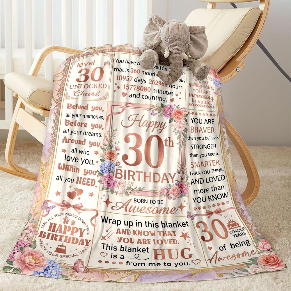 Happy 30th Birthday! Blanket Soft & Cozy Great for Livingroom Couch Office Chair All-Season Use Playful Design Ideal Gift For Birthday Valentine'S Day