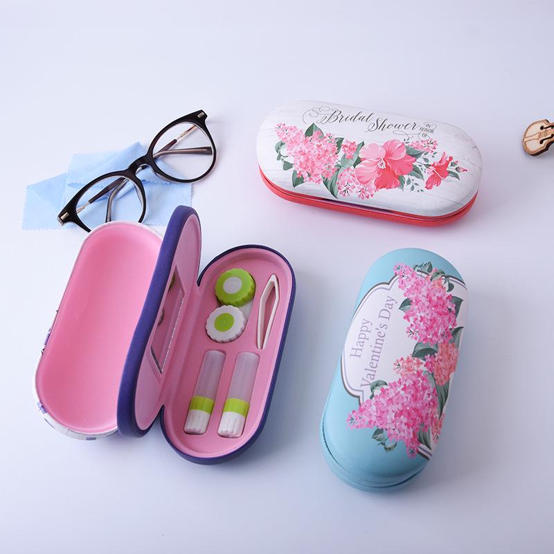 Handmade Chinese Style Double Layer Eyeglass and Contact Lens Case with Cute Digital Print