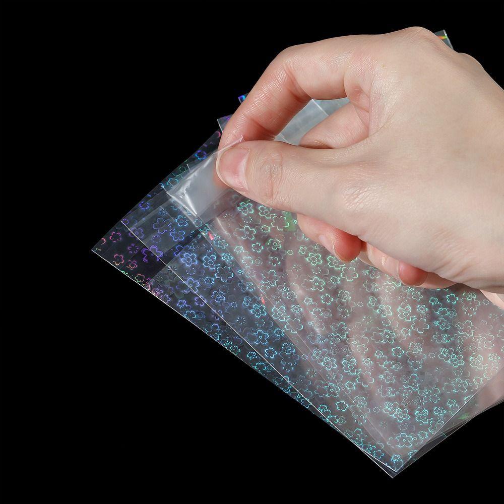 50PCS Transparent Holographic Card Sleeves Waterproof Trading Card Protector Collectors