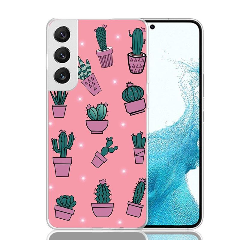 Cartoon Cactus Green Plants Phone Case For Samsung Galaxy S26 Ultra S23 S24 S25 Edge S20 FE S21 S22 Plus Soft Print Shell Cover