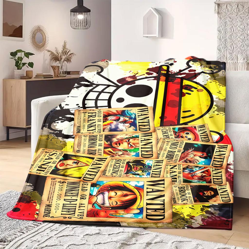 ONE PIECE Straw Hat Pirates Print Blanket Warm Comfortable Flannel Blanket Suitable for Bedrooms,Sofas, Beds,Chairs -QIAO113