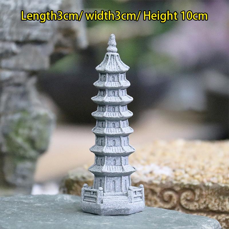 Ретро беседка китайская башня фонари мини пагода модель китайский дзен мини фэншуй миниатюрная статуэтка песчаник домашний сад декор