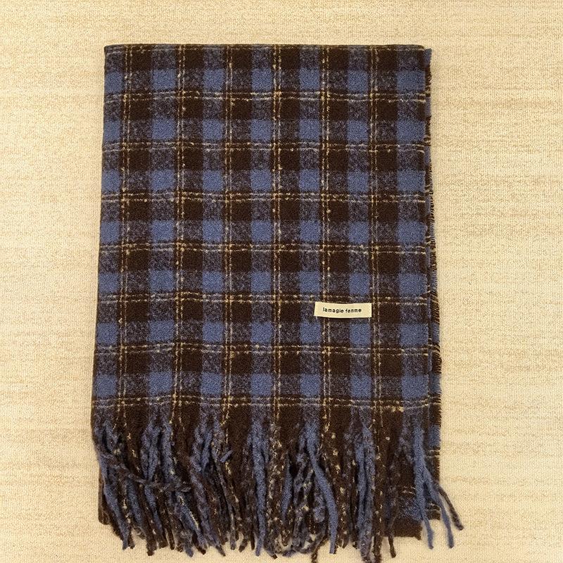 Zhang Ruonan Dark Green Plaid Scarf Women's Winter Warm Versatile Thickened Warm Shawl Dual-purpose Scarf