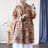 Johnature Women Vintage Print Floral Stand Long Sleeve Spring Autumn Button Pockets Coats