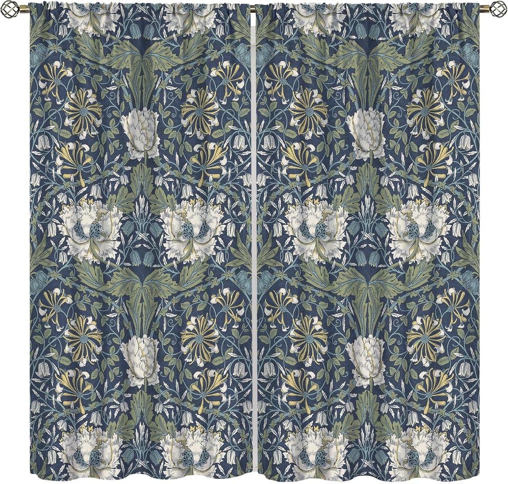 Винтажные Шторы Ycness William Morris с Цветочным Узором В Стиле Акварельных Цветов Для Окон Комнаты Шторы для Спальни Гостиной Штора Полиэстер Идеально Для