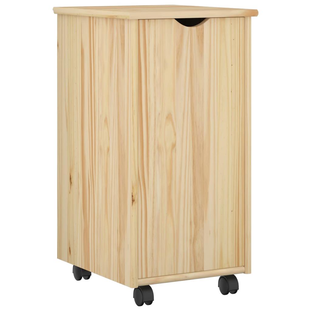 Mobile Storage Cabinet in Brown 34 x 39 x 65.5 cm Solid Pine Wood