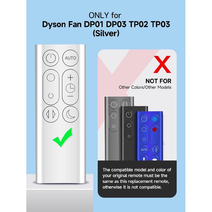 PZL New Replacement Remote Control for Dyson DP01 DP03 TP02 TP03 Pure Cool Link Purifying Fan, Part NO.967400-01 (Sliver)