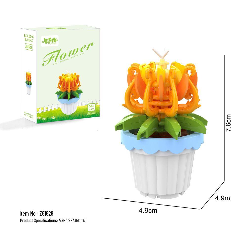 Preserved Succulent & Fresh Flower Educational Building Block Ornament - Perfect Small Gift for Boys and Girls' Birthdays