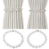 2pcs Stretch Elastic Curtain Buckle Straps Pearl Rhinestone Curtain Rope  for Bedroom Living Room