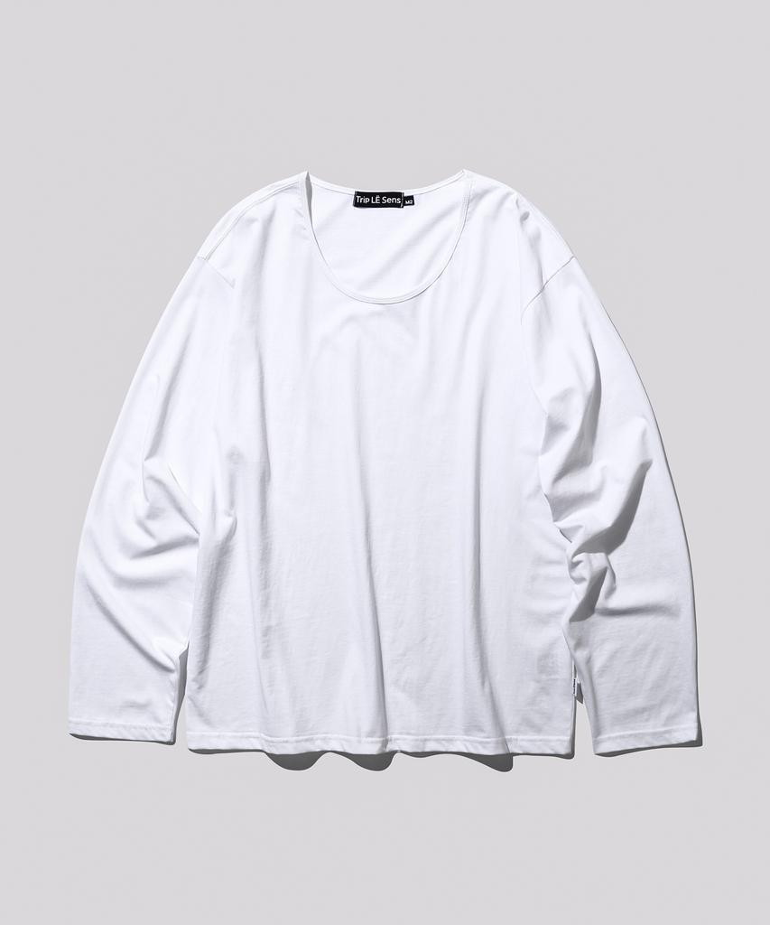 TRIP LE SENS [Set] Basic U-Neck Silket Cotton Long Sleeve Tee