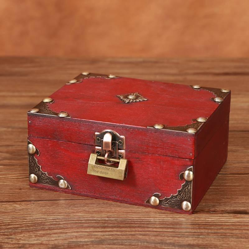 New Chinese Style Wooden Desktop Organizer Box With Lock For Jewelry Storage