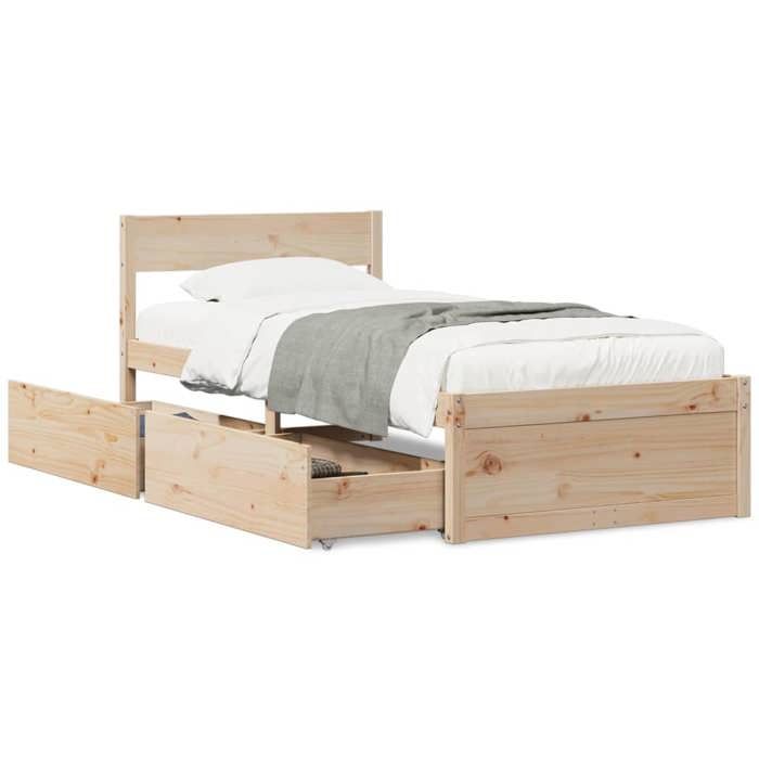 VidaXL Cadre de lit avec tiroirs 90x190 cm bois de pin massif, meuble de chambre à coucher, sommier, lit en bois, lit, lit 846804