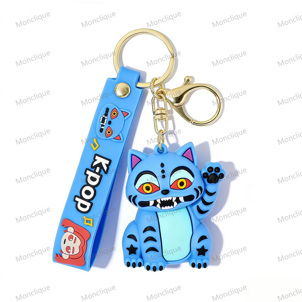 KPOP Demon Hunters Keychain Pendant Little Tiger Character PVC Figure Anime Theme Keyring For Kids Fans Gift Backpack Phone Bag