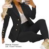 2 Pcs/Set Lady Business Suit Turn-down Collar Solid Color High Waist Single-breasted Ankle-banded Pants Suit for Work