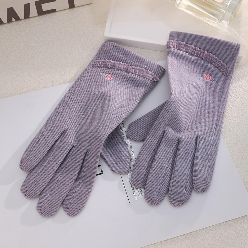 Теплые женские перчатки с узором «тысяча птиц», элегантные, для улицы, для верховой езды, холодо- и ветрозащитные, однослойные кружевные перчатки для весны и осени