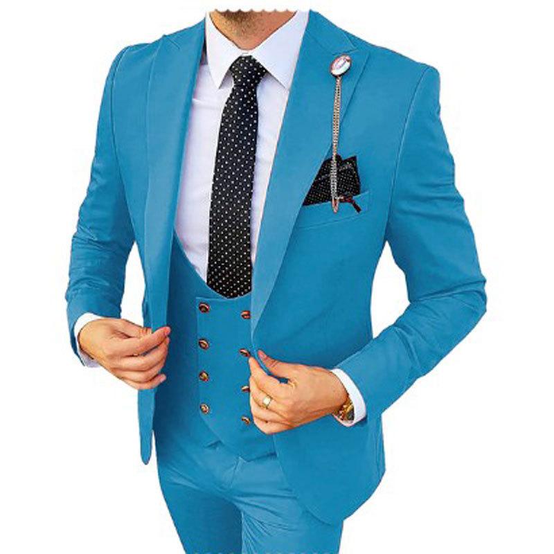 3 шт. мужские приталенные костюмы, разноцветный пиджак, жилет и брюки, костюмы для выпускного вечера для мужчин