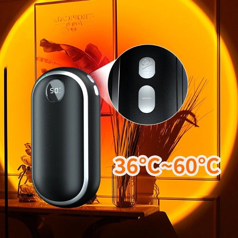 10000mAh USB Rechargeable Double Sides Heating Hand Warmer Portable Mobile Power Supply Large LED Display Heater
