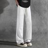 Foss Phil American Style Micro Flared Curved Blade Pants Men's Autumn Winter Casual Straight Loose Slim Sports Pants K1109 White Gray 2XL