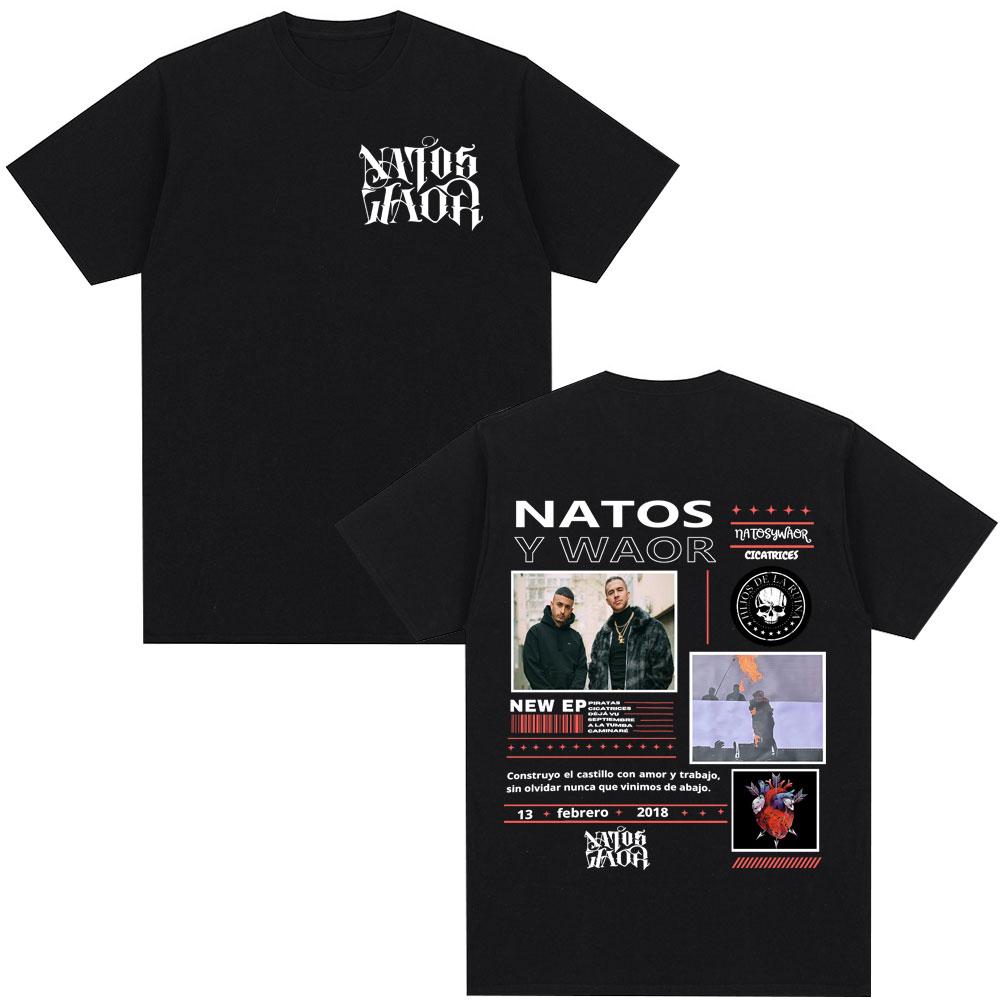 Rapper NATOS WAOR Tour 2025 Graphic T Shirt Unisex Unisex Vintage High Quality Hip Hop Tshirts Cotton Oversized Tshirt Streetwear