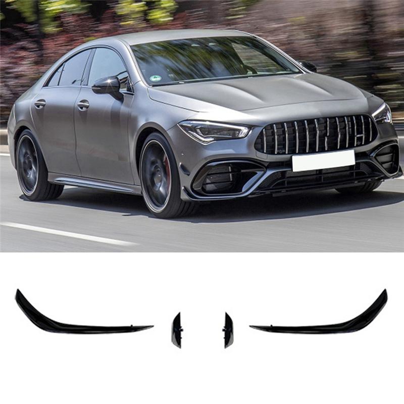 Front Bumper Spoiler For Mercedes Benz CLA45 AMG C118 2020 2021 Glossy Black Bumper Spoilers
