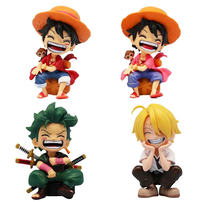 13.5 CM peripheral series Luffy Solon Sanji Qversion sitting posture childrens model figurine toy gift collectibles