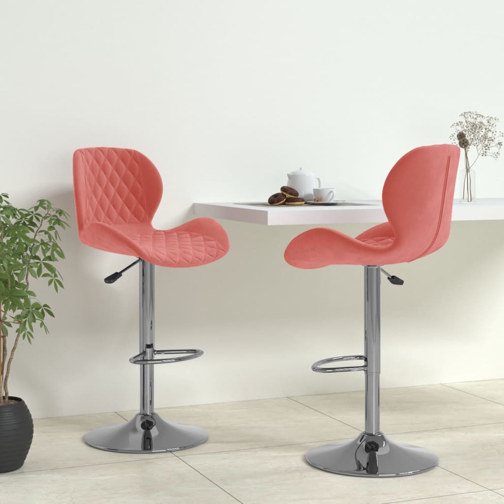 Bar Stool 2 pcs. Pink Velvet