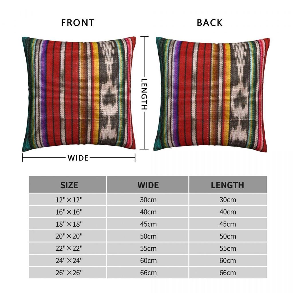 Guatemalan Fabric Square Pillowcase Polyester Linen Velvet Pattern Zip Decor Throw Pillow Case Car Cushion Cover