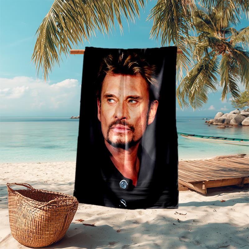 French legendary rock singer and actor Johnny Hallyday towel outdoor camping vacation swimming beach towel outdoor absorbent bath towel Y1