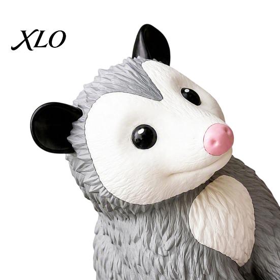 Decorative PLA Possum Crafts 3D Printed Opossum Figurine, Cute Sitting Statue, Indoor Outdoor Nature Inspired Gifts for Craft Lovers Porch Desktop