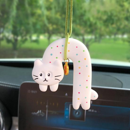 Милый кот, подвесное украшение для автомобиля с шнурком, легко устанавливается, ароматизатор, подвеска для зеркала заднего вида, подвеска для автомобильного зеркала