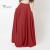 Женская макси-юбка с высокой талией, однотонная юбка трапециевидной формы с карманами, свободная плиссированная длинная юбка, повседневная одежда для отдыха