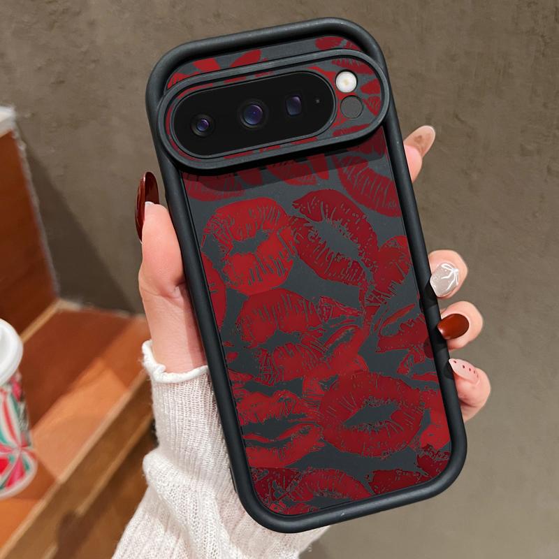 Модный чехол для телефона с принтом красных губ TPU для Google Pixel 9 Pro XL 8 Pro 8A, мягкий, прочный, противоударный, матовый чехол-бампер