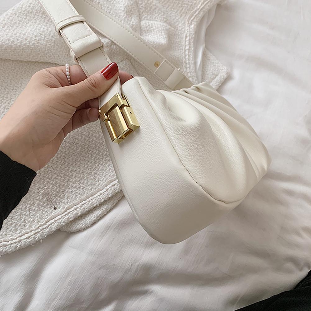 Женская модная сумка через плечо из искусственной кожи, сумка через плечо, плиссированная сумка (белый)