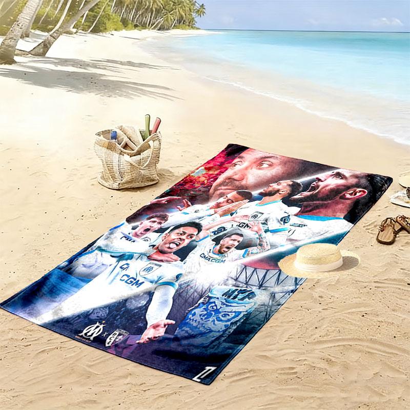 Olympique de Marseille Print Beach Towel, Large Soft Quick Dry Towel for Beach Camping Swimming