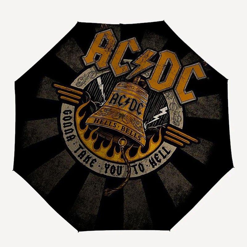 1 шт. Автоматический складной зонт группы ACDC с удобной трехскладной конструкцией и 8 металлическими спицами - подходит для ежедневного использования на улице