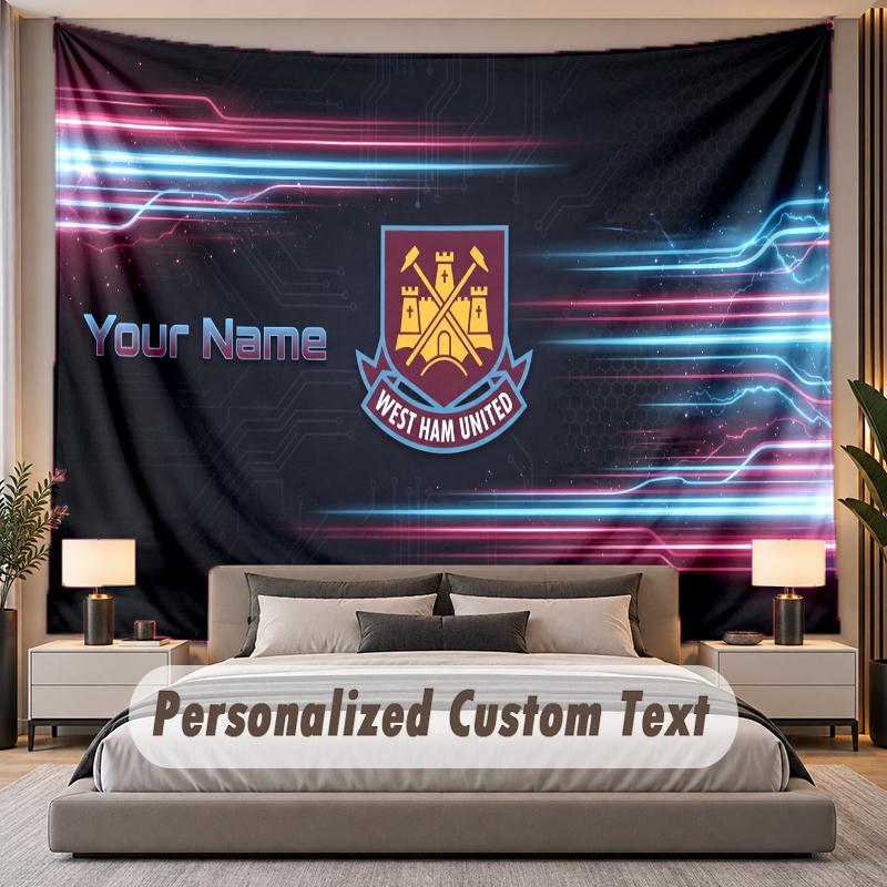 Custom Name Text Tapestry West Ham United football Personalized Polyester Wall Tapestry For Bedroom And Room